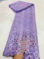 2025 African Nigerian High Quality Embroidery Lace Fabric Water Soluble  Tulle Wedding Party Dress Guipure Sequins 5Yards JL525 - Image 4