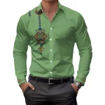 Mens Casual Shirts Long Sleeve Ethnic Style - Image 2