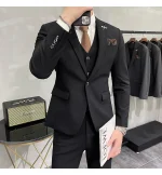 ( Jacket + Vest + Pants ) High-end Brand Boutique Fashion Solid Color Mens Casual Business Suit 3Piece Set Groom Wedding Dress - Image 51