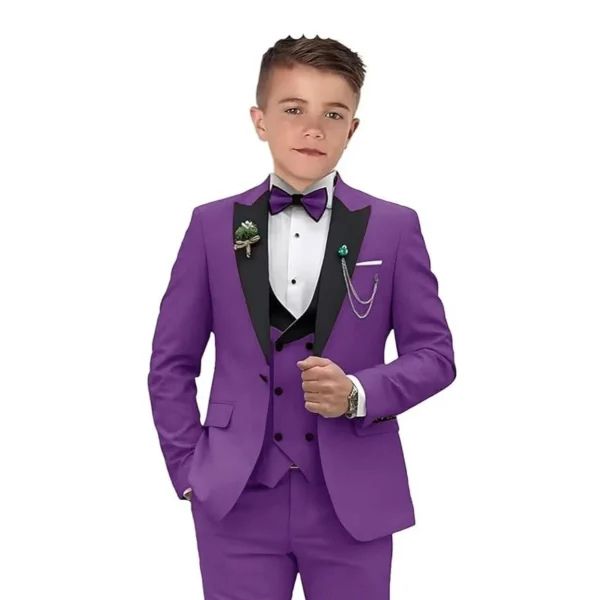 Boys' 3-Piece Burgundy Tuxedo - Image 2