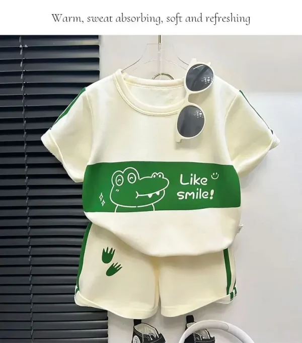 Boys Funny Letter Print T-Shirt and Shorts Outfit - Image 6