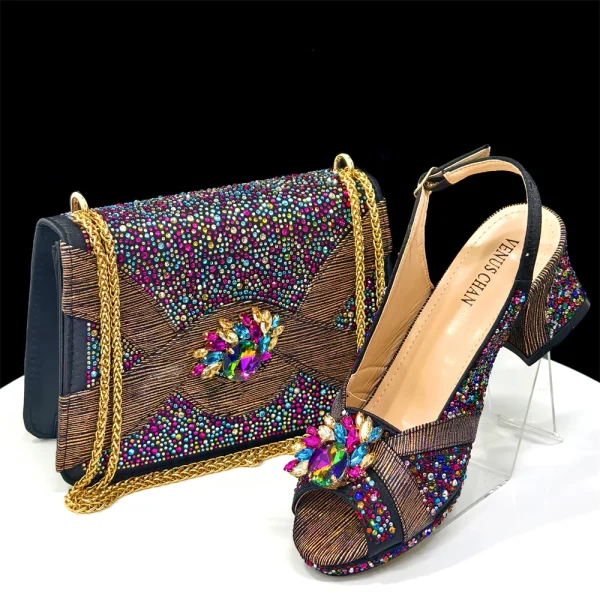 Women's Peep-Toe Heels with handbag - Image 8