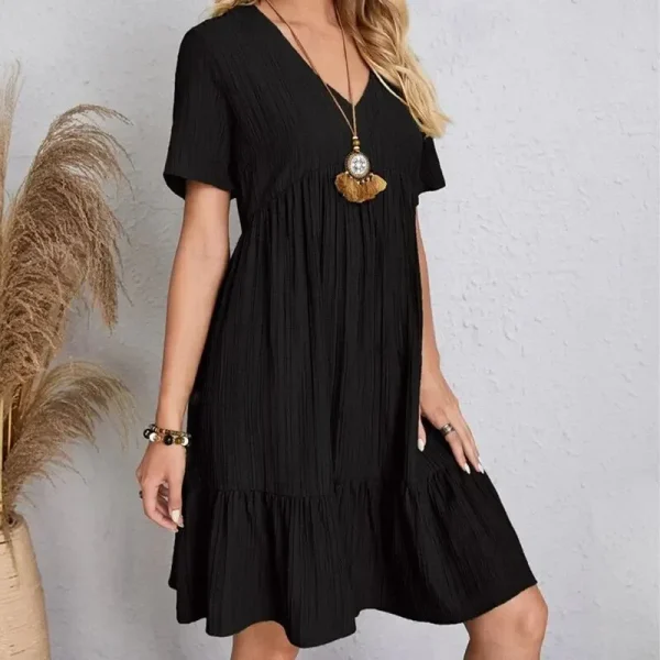 Women Summer Loose Waist Ruffle Fit Flare Dresses - Image 10