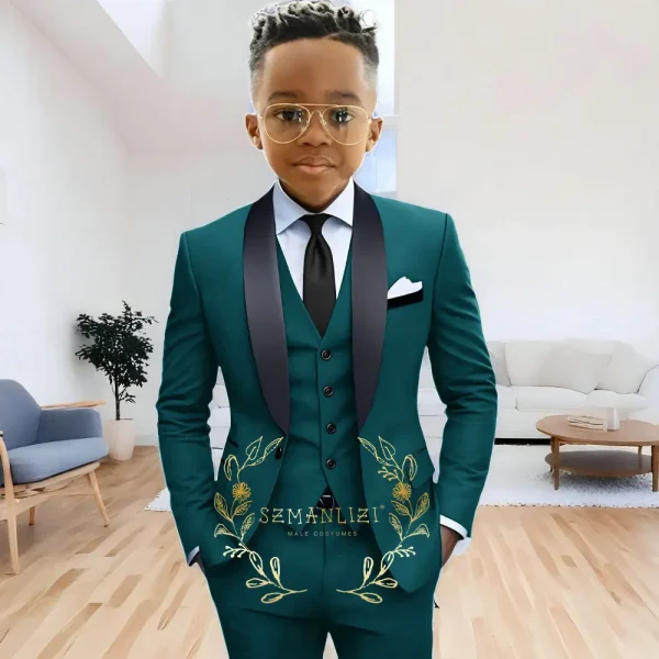 Boys' 3-Piece Navy Blue Shawl Lapel Tuxedo - Image 21