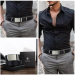 New Mens Belt Automatic Genuine Leather Luxury Belt of Men Male Metal Automatic Buckle Designer High Quality Waist Belt Black - Image 39