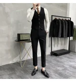 ( Jacket + Vest + Pants ) High-end Brand Boutique Fashion Solid Color Mens Casual Business Suit 3Piece Set Groom Wedding Dress - Image 57