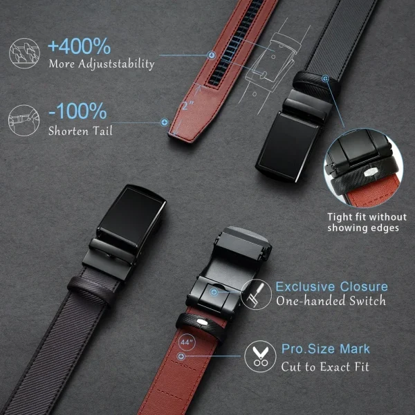 New Mens Belt Automatic Genuine Leather Luxury Belt of Men Male Metal Automatic Buckle Designer High Quality Waist Belt Black - Image 44