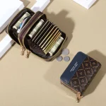 RFID Protection Mini Wallet - Chic Faux Leather with Double Zipper, Multiple Card Slots & Slip Pocket, Compact Classic Clutch - Image 19