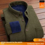 Men's Large Size Corduroy Fleece Warm Plaid Classic Style - Image 5
