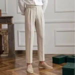 Man Suits Pants Fluid Khaki Draped Trousers for Men Baggy Suit Korean Style Clothes Reviews Many Slacks High Quality Dress Up