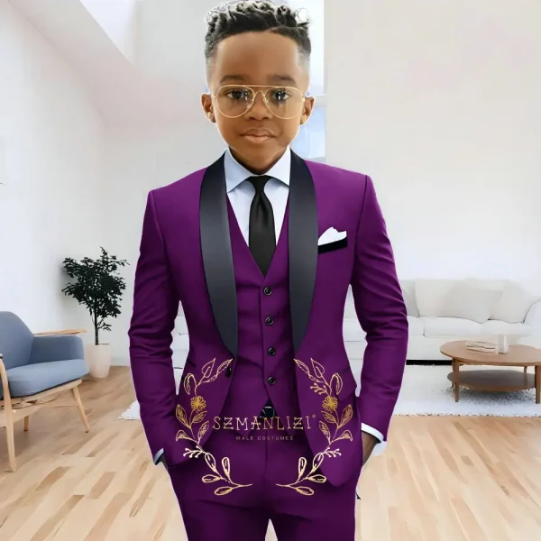 Boys' 3-Piece Navy Blue Shawl Lapel Tuxedo - Image 10