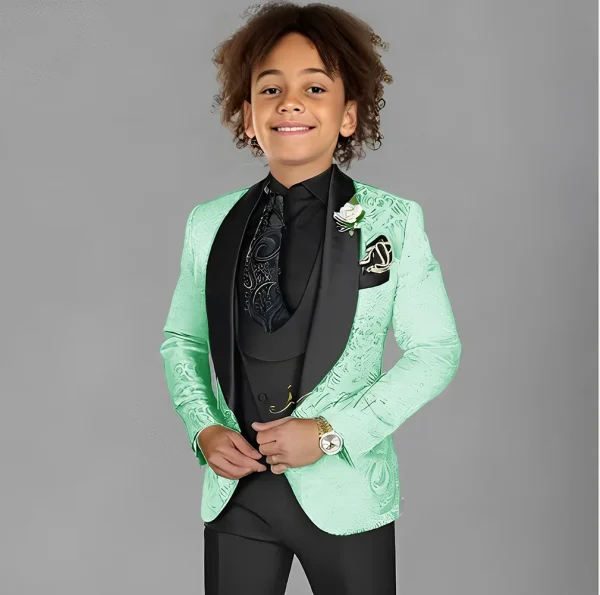 Boys' 3-Piece Jacquard Tuxedo Set - Image 4