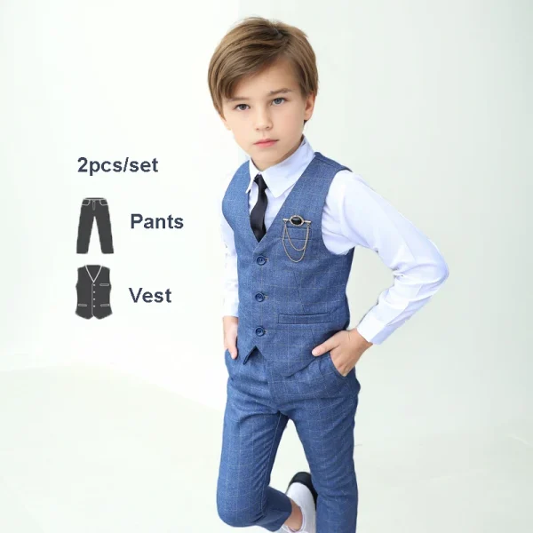 Boys' High-End Forest Green 4-Piece Suit Set - Image 10