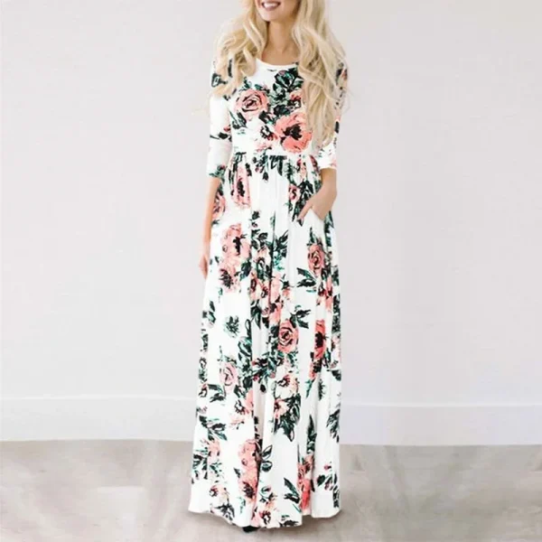 Summer Maxi Dress Women Floral Print Boho Beach Dress - Image 21