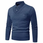 Autumn and Winter New Collection with Fleece Fake Two Piece Long Sleeved Polo Shirt for Men Fashionable and Casual Versatile Top - Image 6
