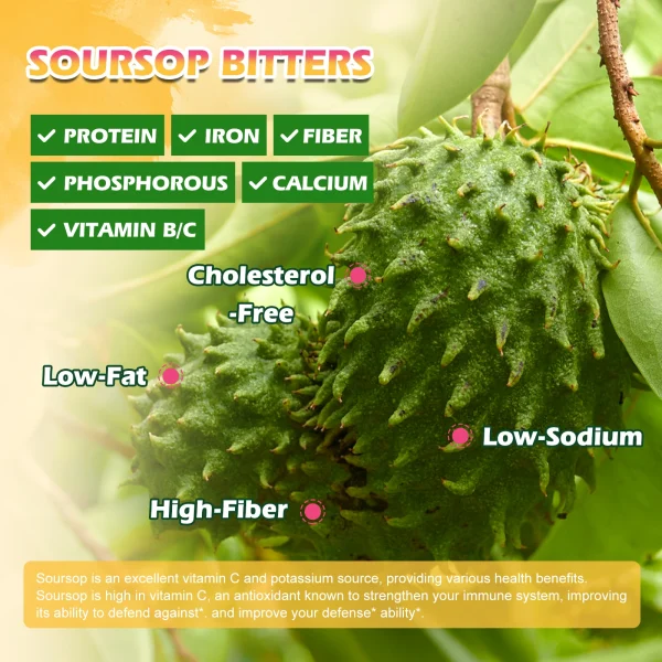 BEWORTHS 60ml Soursop Graviola Extract Drops Support Immunity and Kidney Health, Detox and Antioxidation Gluten-Free - Image 2