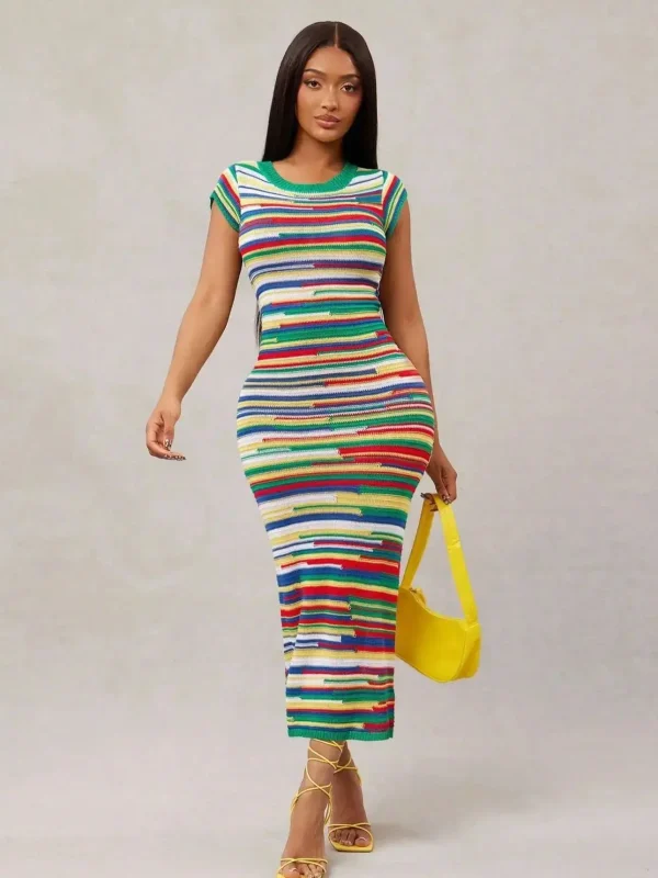 women Colorful striped tee dress - Image 7
