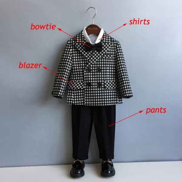 Boys' Double-Breasted Houndstooth Suit Set - Image 7