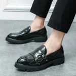 Green leather loafers' shoes - Image 12