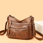 Vintage PU Crossbody Bag, Retro Multi Layer Shoulder Bag, Women's Fashion Handbag & Purse, Female Work Travel Messenger Bag - Image 21